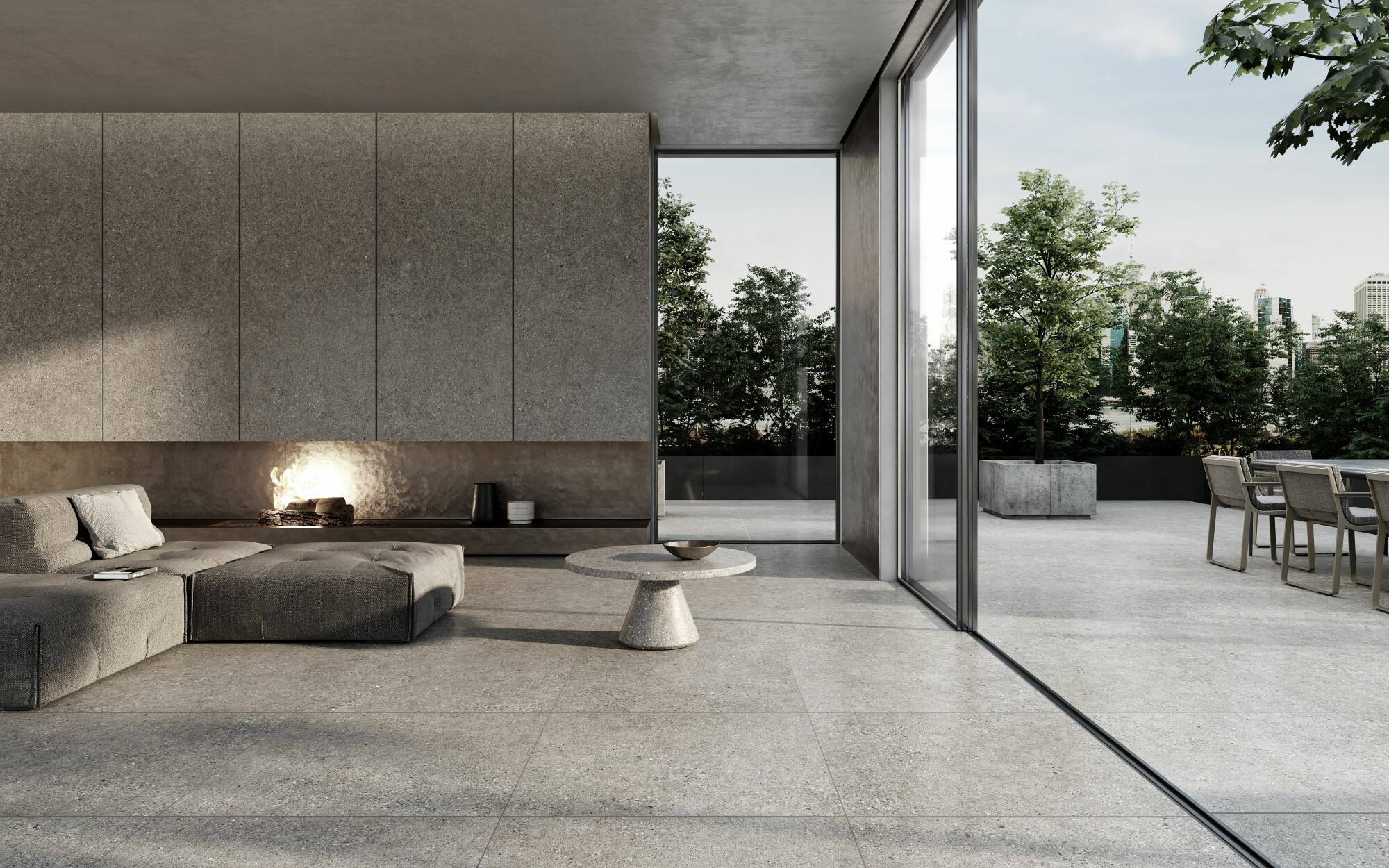 A guide to choosing a high quality porcelain tile 7 Define terrazzo porcelain effect tile silver lounge