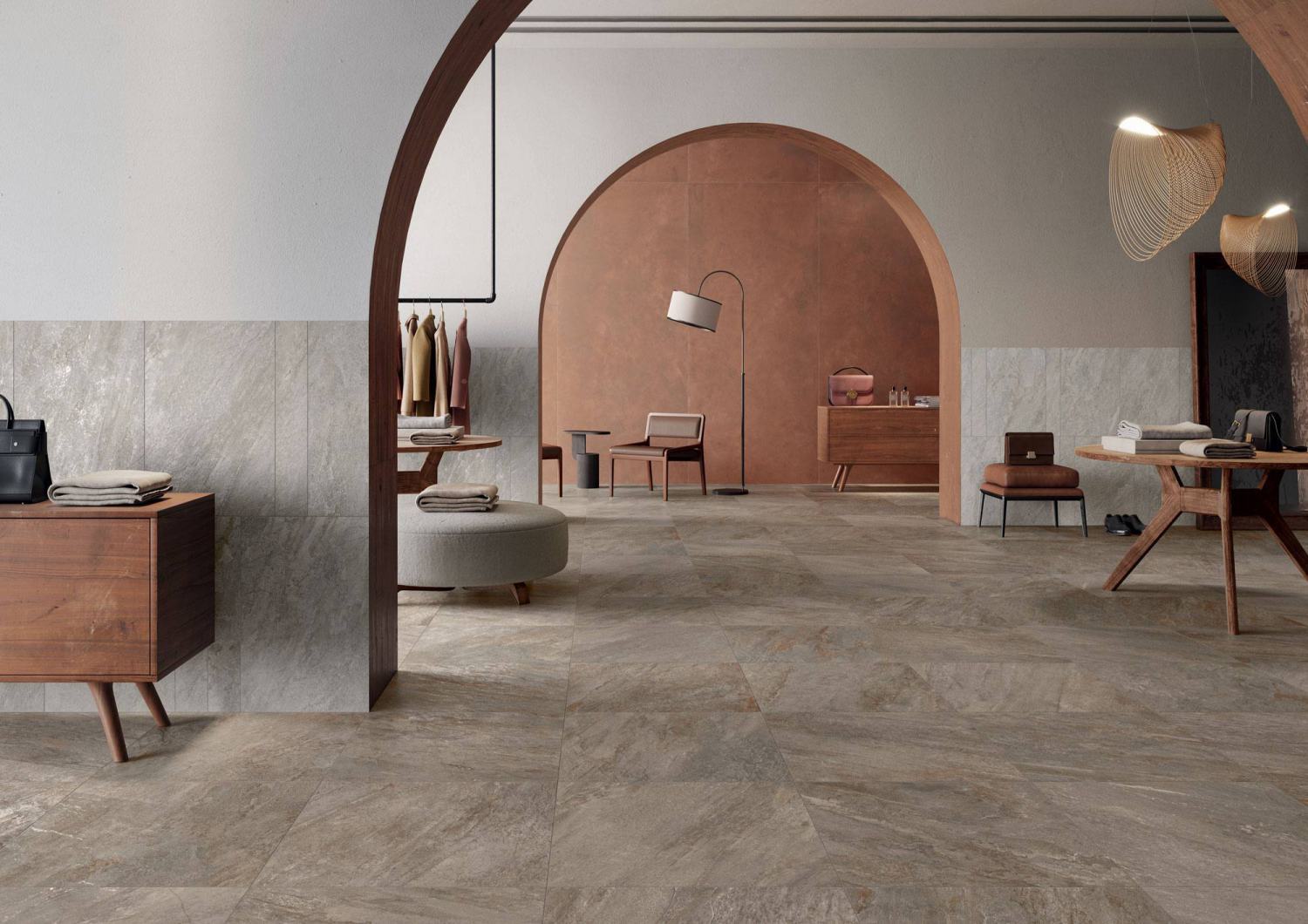 Alpine Mocha60x60 quartz effect tile Sepia tile