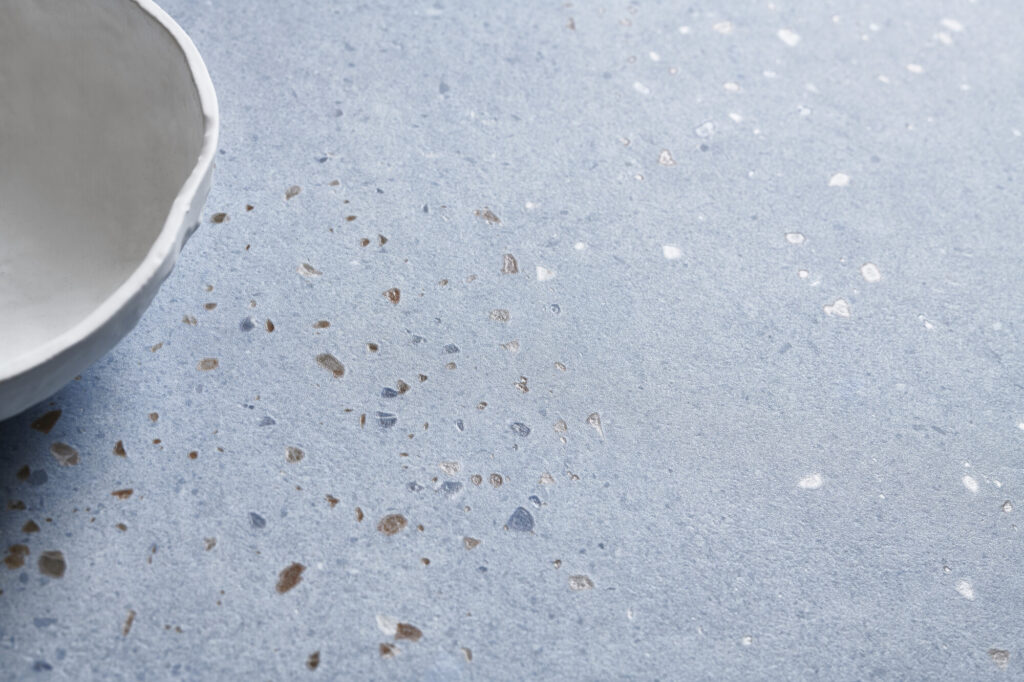 New terrazzo porcelain tile collection 2 MIX BLUE TERRAZZO PORCELAIN CLOSEUP