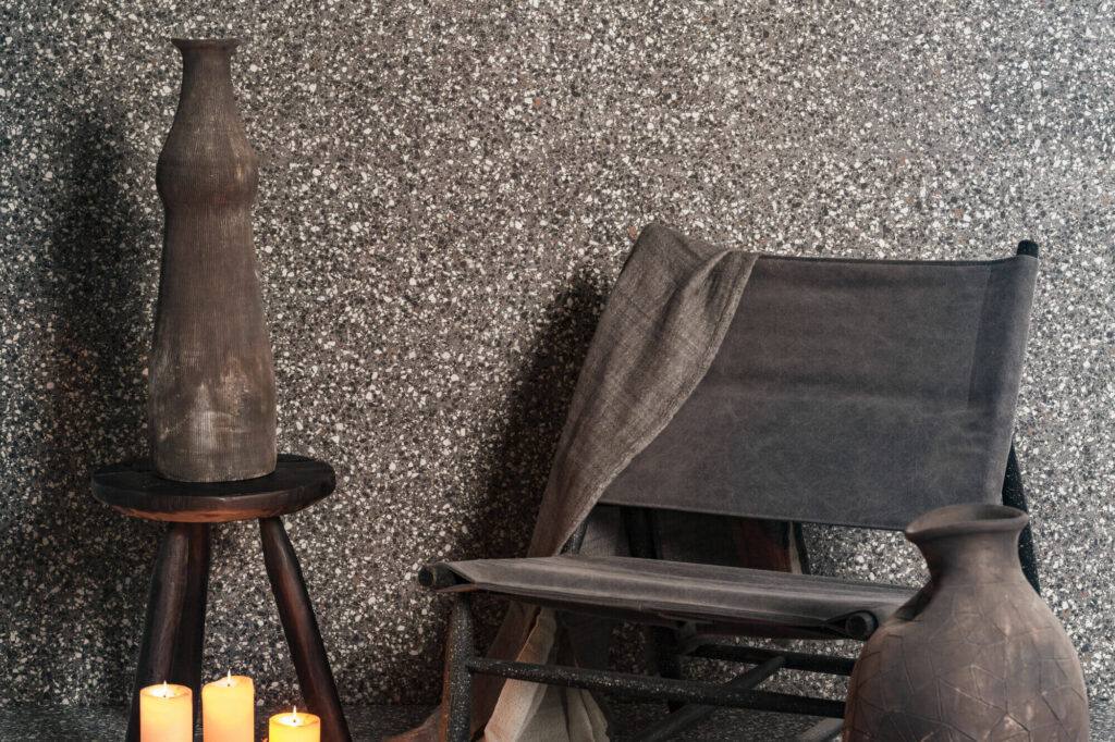 Designing with Rustic Tiles 7 CRUSH BLACK AND WHITE TERRAZZO WALL PORCELAIN