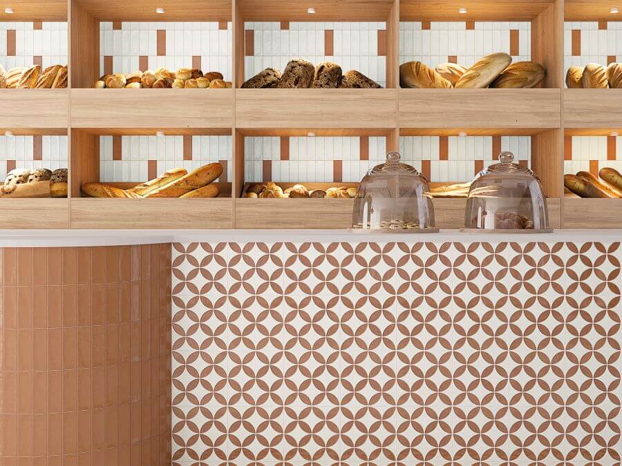 Bloom red porcelain feature tiles russet 1