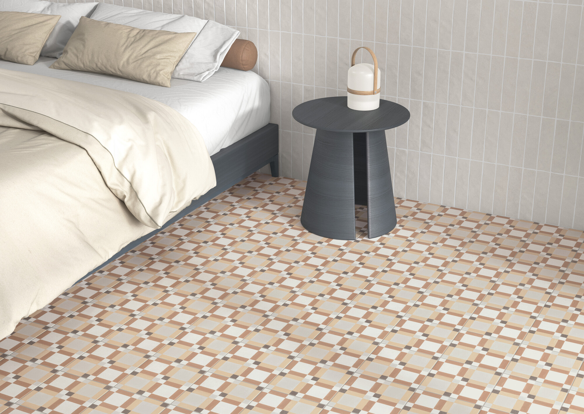 Motif sand block patterned tile