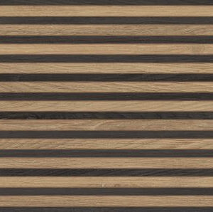 Oakwood wood-effect wall tile swatch panel displaying the contrast between the Ebony and Caramel finishes.