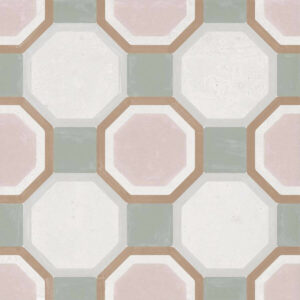 MOTIF-PATTERNED-WALL-TILE-PINK-GEO. Image shows pink and grey patterned wall tile swatch