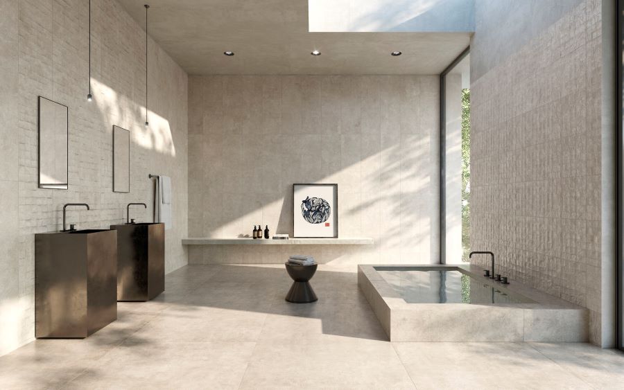 BEIGE-TILES-NEST-SAND. image shows beige tiles in bathroom