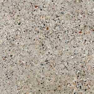 FLECK-TERRAZZO-EFFECT-TILES-PORCELAIN-SWATCH-45-X-45-1. Image shows grey terrazzo tile swatch.