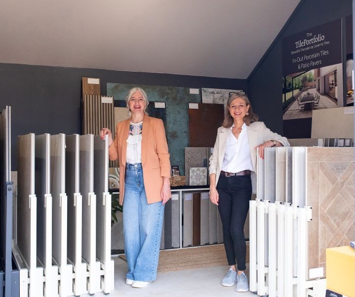 Showroom 6a. Image shows two ladies at doorway to tile showroom