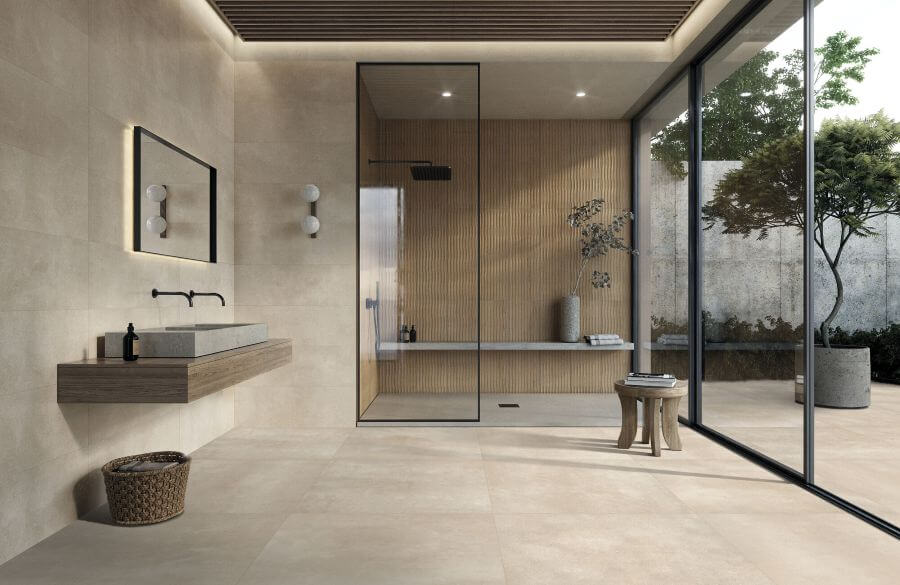 SPECKLE STONE EFFECT PORCELAIN TILE OATMEAL