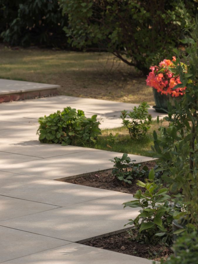FUSION 1200 X 600 STONE EFFECT TILES REAR PATIO CLOSE UP